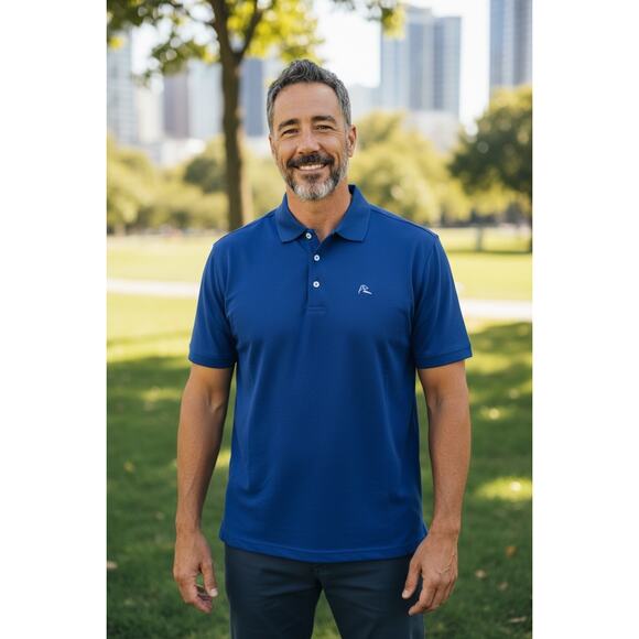 Rhoback Golf Performance Polo Mens Size XXL Short Sleeve Solid Blue, stain noted - Picture 1 of 9
